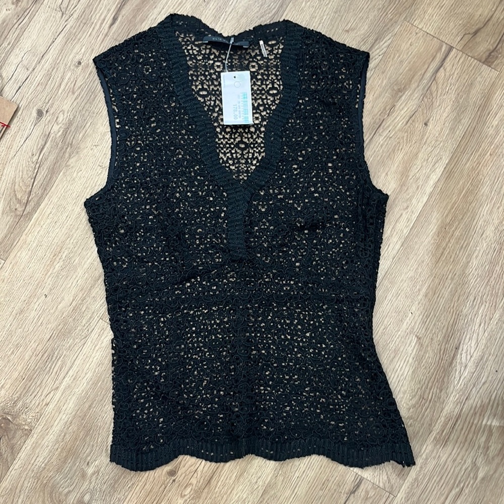 Elie Tahari Top NWT Small Hidden Zipper Black